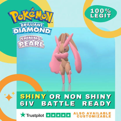 Lopunny  Shiny ✨ or Non Shiny Pokémon Brilliant Diamond Shining Pearl Battle Ready 6 IV Competitive 100%  Legit Level 100 Customizable Custom OT