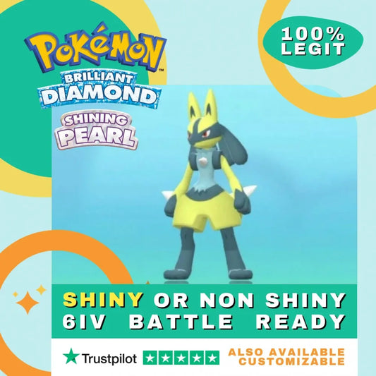 Lucario   Shiny ✨ or Non Shiny Pokémon Brilliant Diamond Shining Pearl Battle Ready 6 IV Competitive 100%  Legit Level 100 Customizable Custom OT