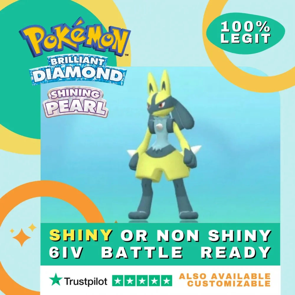 Lucario Shiny ✨ or Non Shiny Pokémon Brilliant Diamond Shining Pearl Battle Ready 6 IV Competitive 100% Legit Level 100 Customizable Custom OT by Shiny Living Dex | Shiny Living Dex