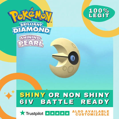 Lunaton  Shiny ✨ or Non Shiny Pokémon Brilliant Diamond Shining Pearl Battle Ready 6 IV Competitive 100%  Legit Level 100 Customizable Custom OT