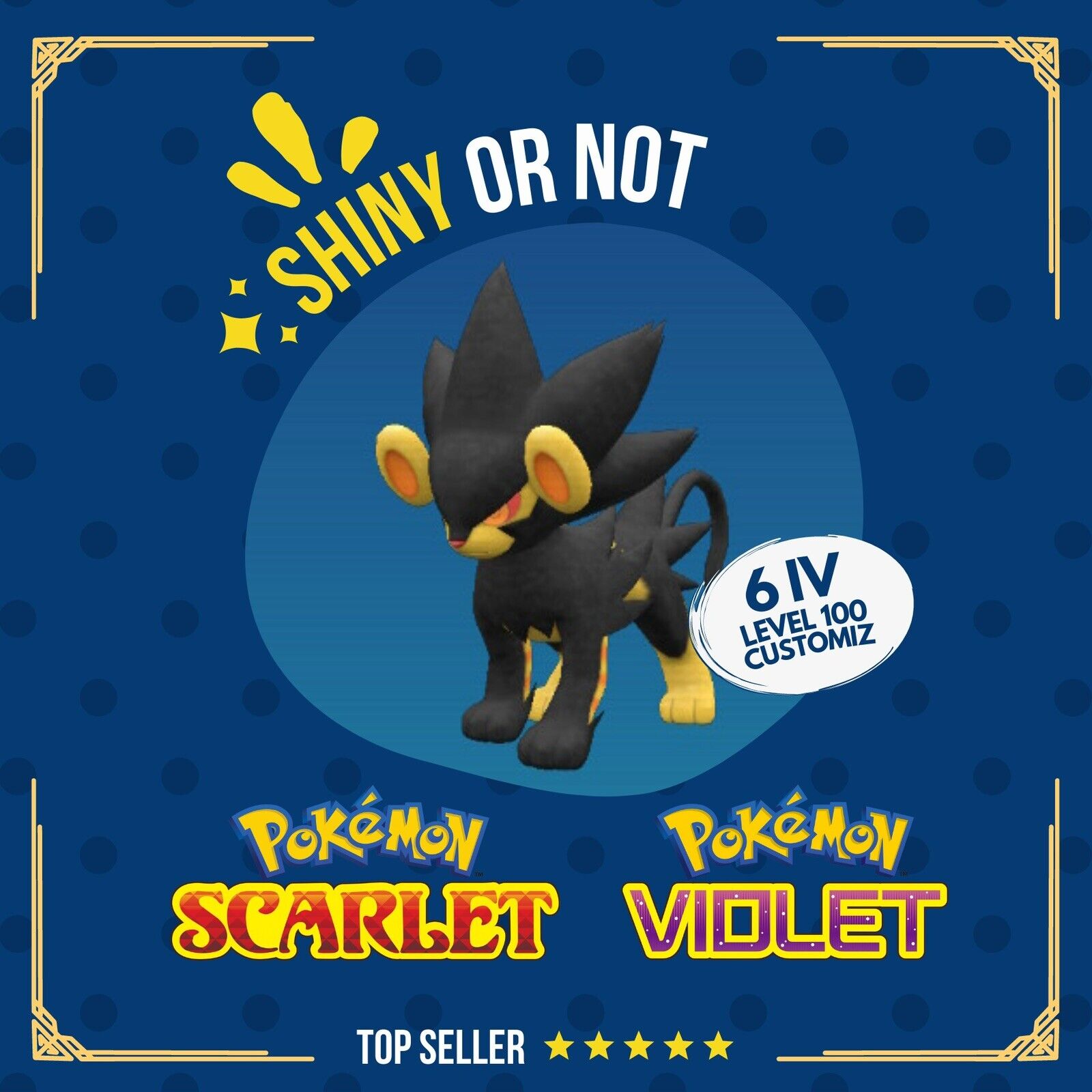 Luxray Shiny or Non ✨ 6 IV Competitive Customizable Pokémon Scarlet Violet by Shiny Living Dex | Shiny Living Dex