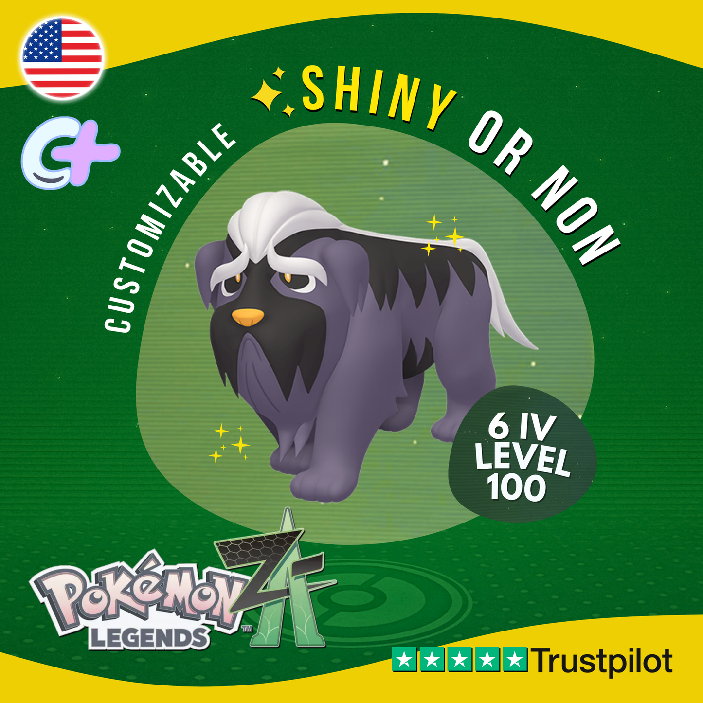 Mabosstiff Shiny or Non 6 IV Pokémon Legends Z-A Competitive Customizable ZA Z A