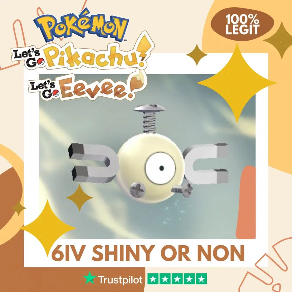 Magnemite Shiny ✨ or Non Shiny Pokémon Let's Go Pikachu Eevee Level 1 Legit 6 IV 100% Legal from GO Park Customizable Custom OT by Shiny Living Dex | Shiny Living Dex