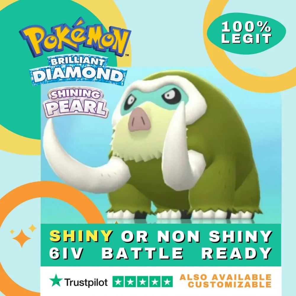 Mamoswine Shiny ✨ or Non Shiny Pokémon Brilliant Diamond Shining Pearl Battle Ready 6 IV Competitive 100% Legit Level 100 Customizable Custom OT by Shiny Living Dex | Shiny Living Dex