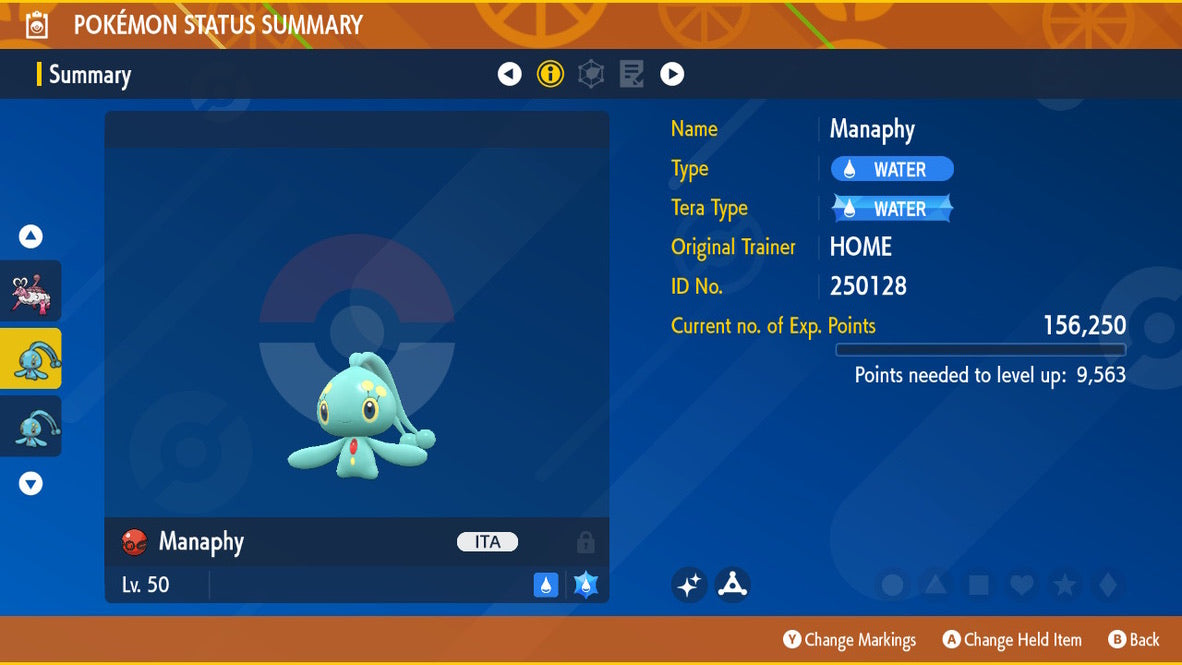 Manaphy Shiny 2025 Event HOME Untouched IV 250128 Pokémon Scarlet Violet