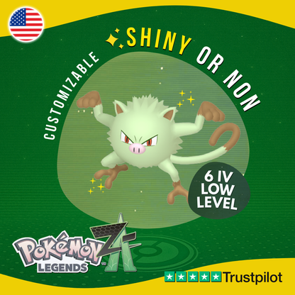 Mankey Shiny or Non ✨ 6 IV Pokémon Legends Z-A Competitive Customizable ZA Z A