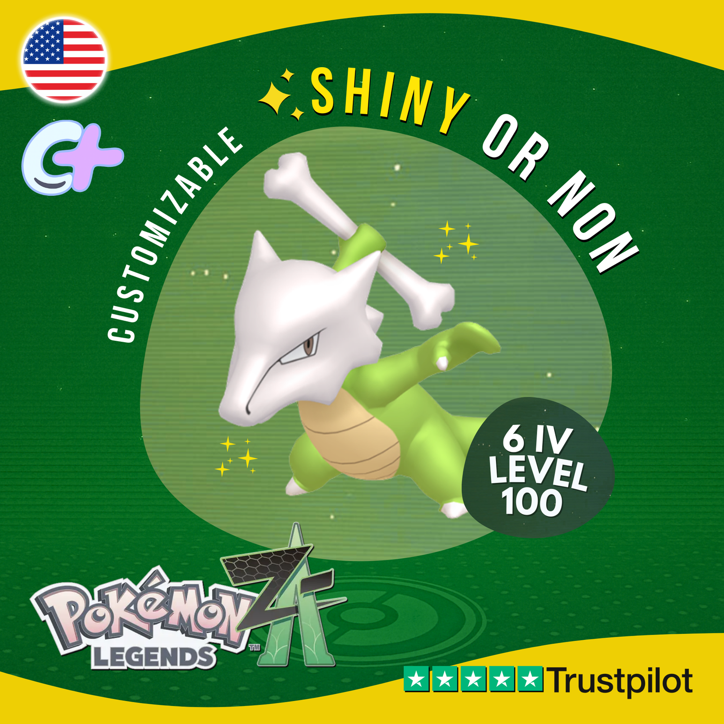 Marowak Shiny or Non ✨6 IV Pokémon Legends Z-A Competitive Customizable ZA Z A