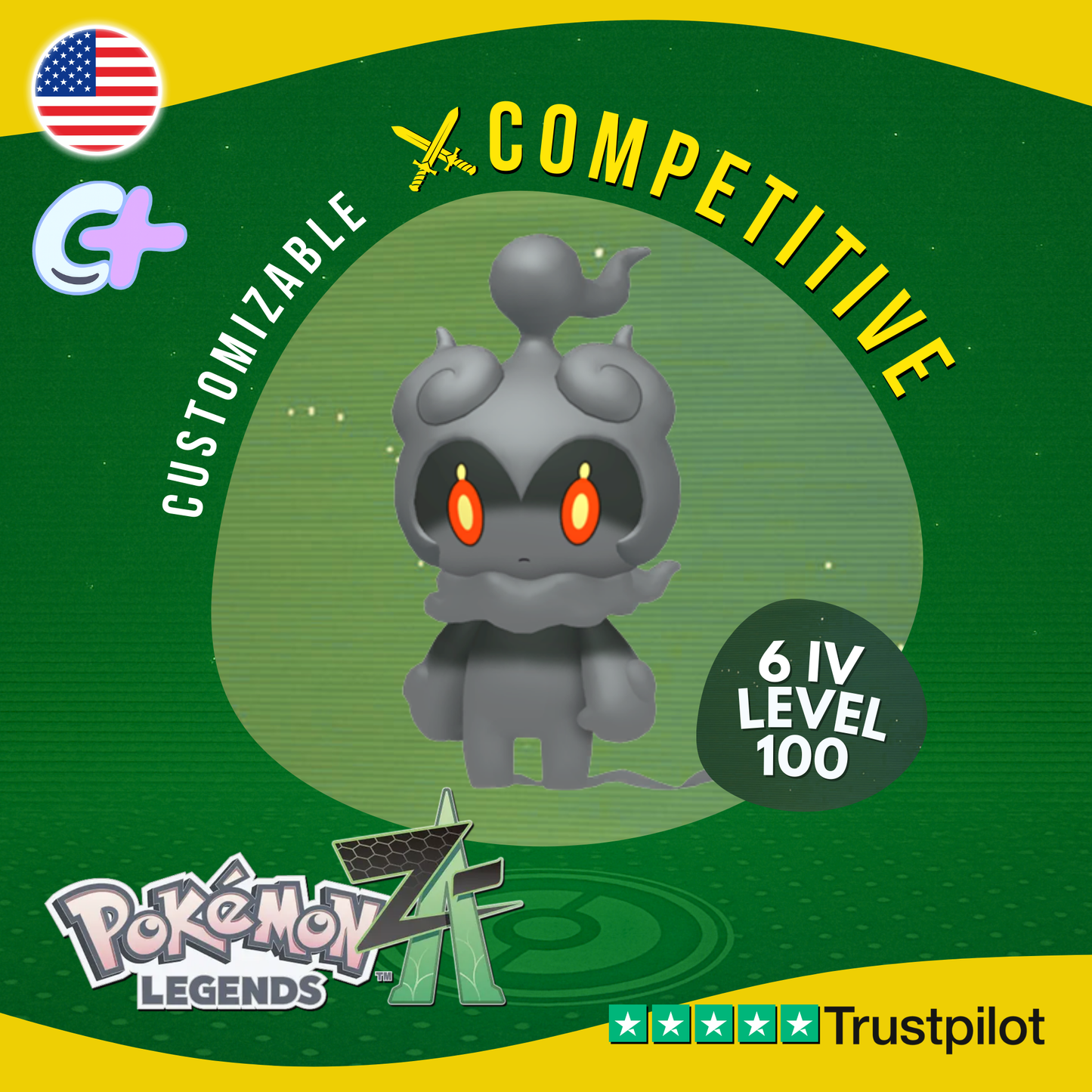 Marshadow Non Shiny 6 IV Pokémon Legends Z-A Competitive Customizable ZA Z A