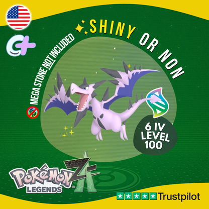 Mega Aerodactyl Shiny or Non ✨ 6 IV Pokémon Legends Z-A Battle Ready ZA Z A