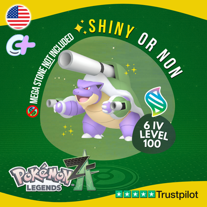 Mega Blastoise Shiny or Non ✨ 6 IV Pokémon Legends Z-A Battle Ready ZA Z A