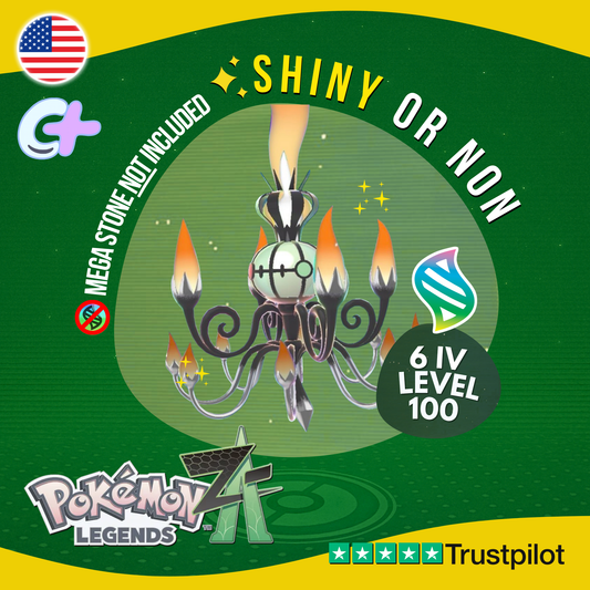 Mega Chandelure Shiny or Non ✨ 6 IV Pokémon Legends Z-A Battle Ready ZA Z A
