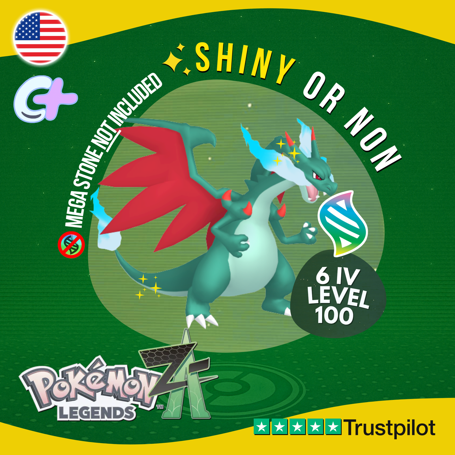 Mega Charizard X Shiny or Non ✨ 6 IV Pokémon Legends Z-A Battle Ready ZA Z A