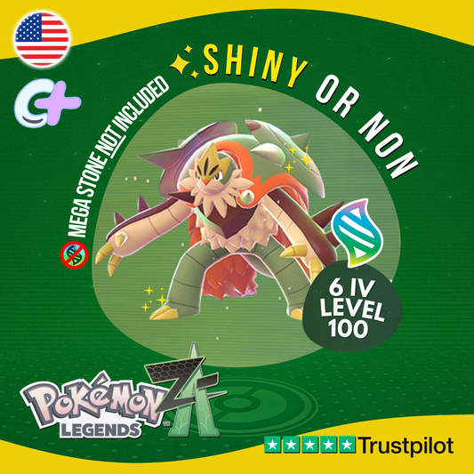 Mega Chesnaught Shiny or Non ✨ 6 IV Pokémon Legends Z-A Battle Ready ZA Z A