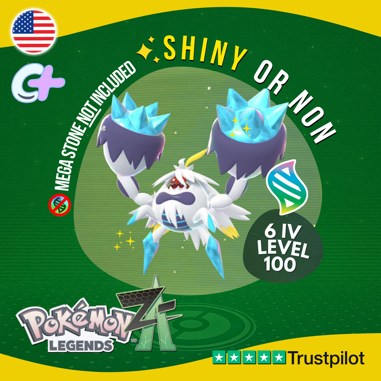 Mega Crabominable Shiny or Non ✨ 6 IV Pokémon Legends Z-A Battle Ready ZA Z A
