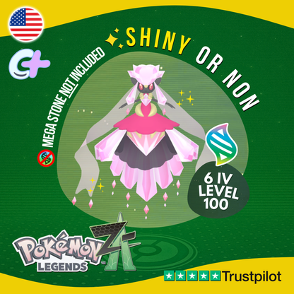 Mega Diancie Shiny or Non Shiny ✨ 6 IV Pokémon Legends Z-A Battle Ready ZA Z A