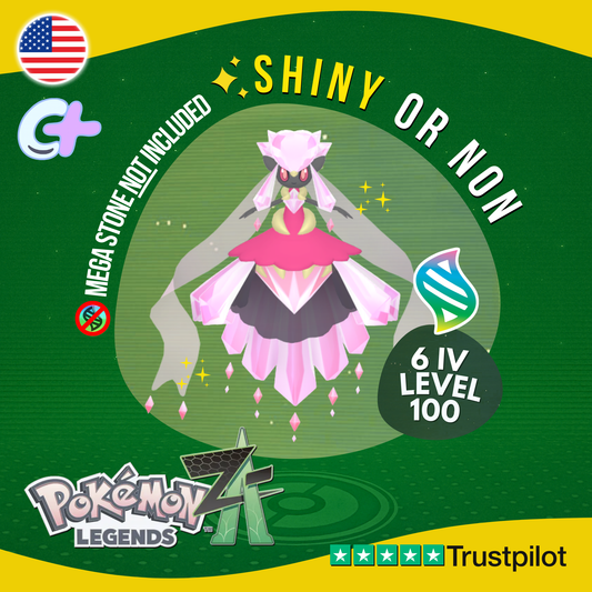 Mega Diancie Shiny or Non Shiny ✨ 6 IV Pokémon Legends Z-A Battle Ready ZA Z A