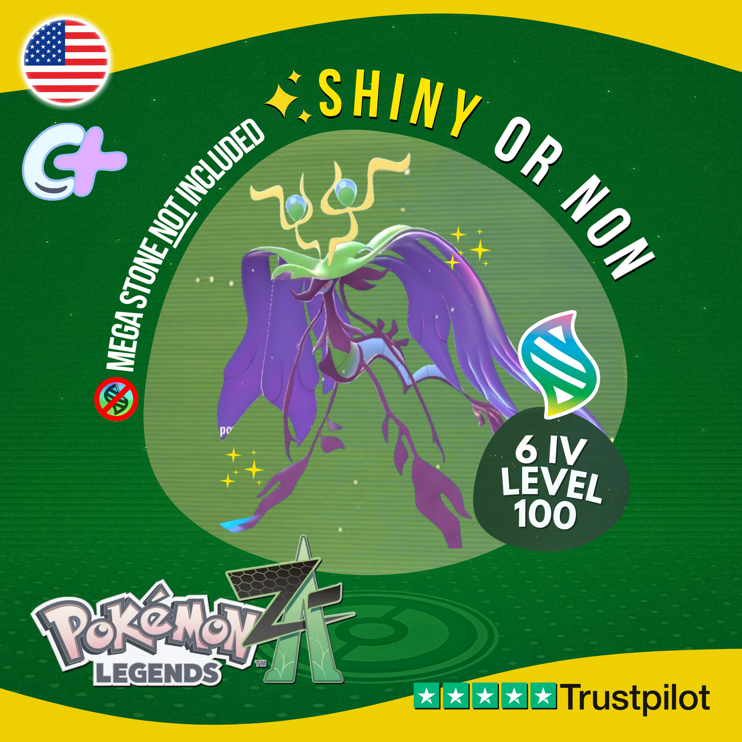 Mega Dragalge Shiny or Non ✨ 6 IV Pokémon Legends Z-A Battle Ready ZA Z A