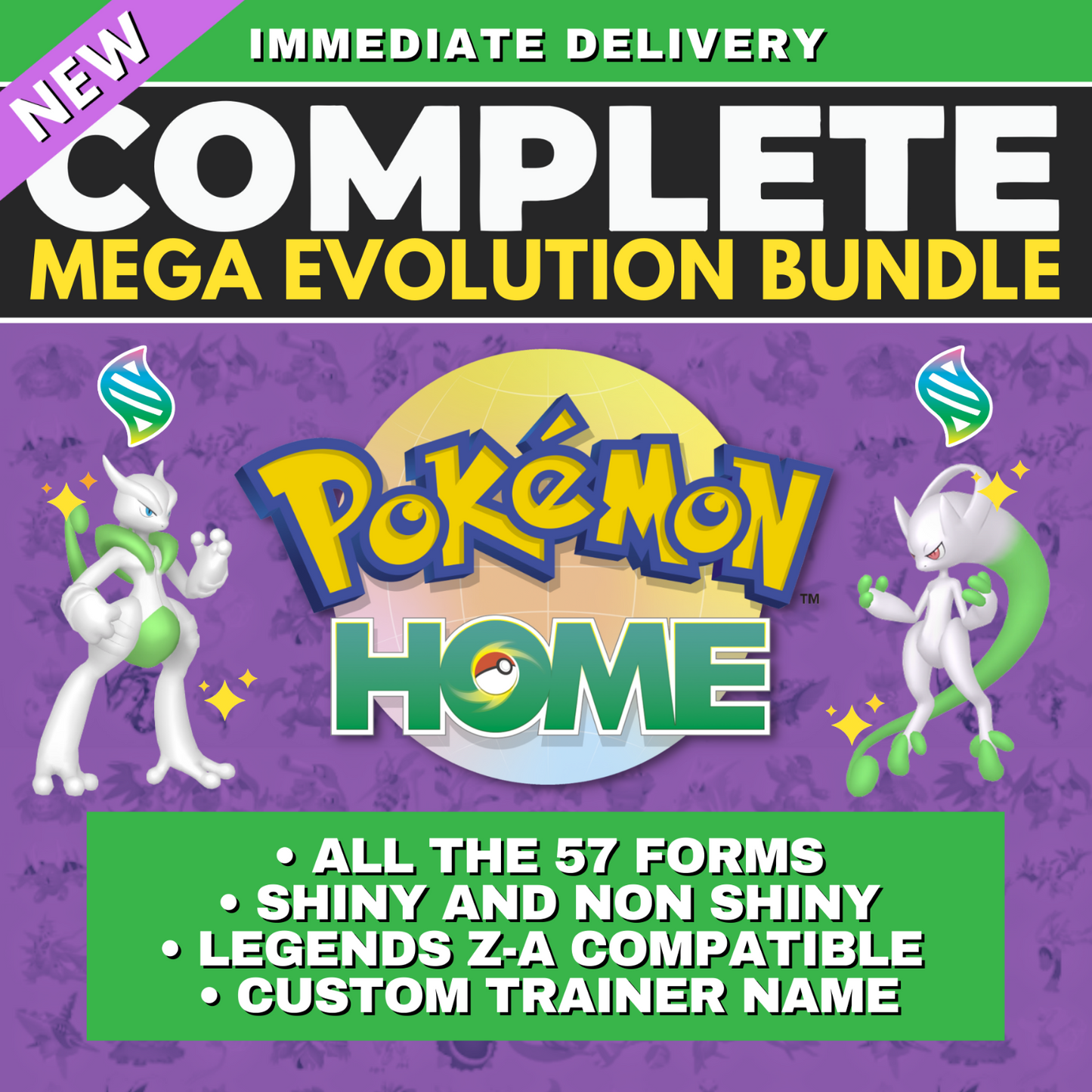 Mega Evolution Bundle Legends Z-A Pokémon HOME Complete Collection Shiny & Non Shiny 6 IV Ranked Battle Ready All Mega Evolved Forms