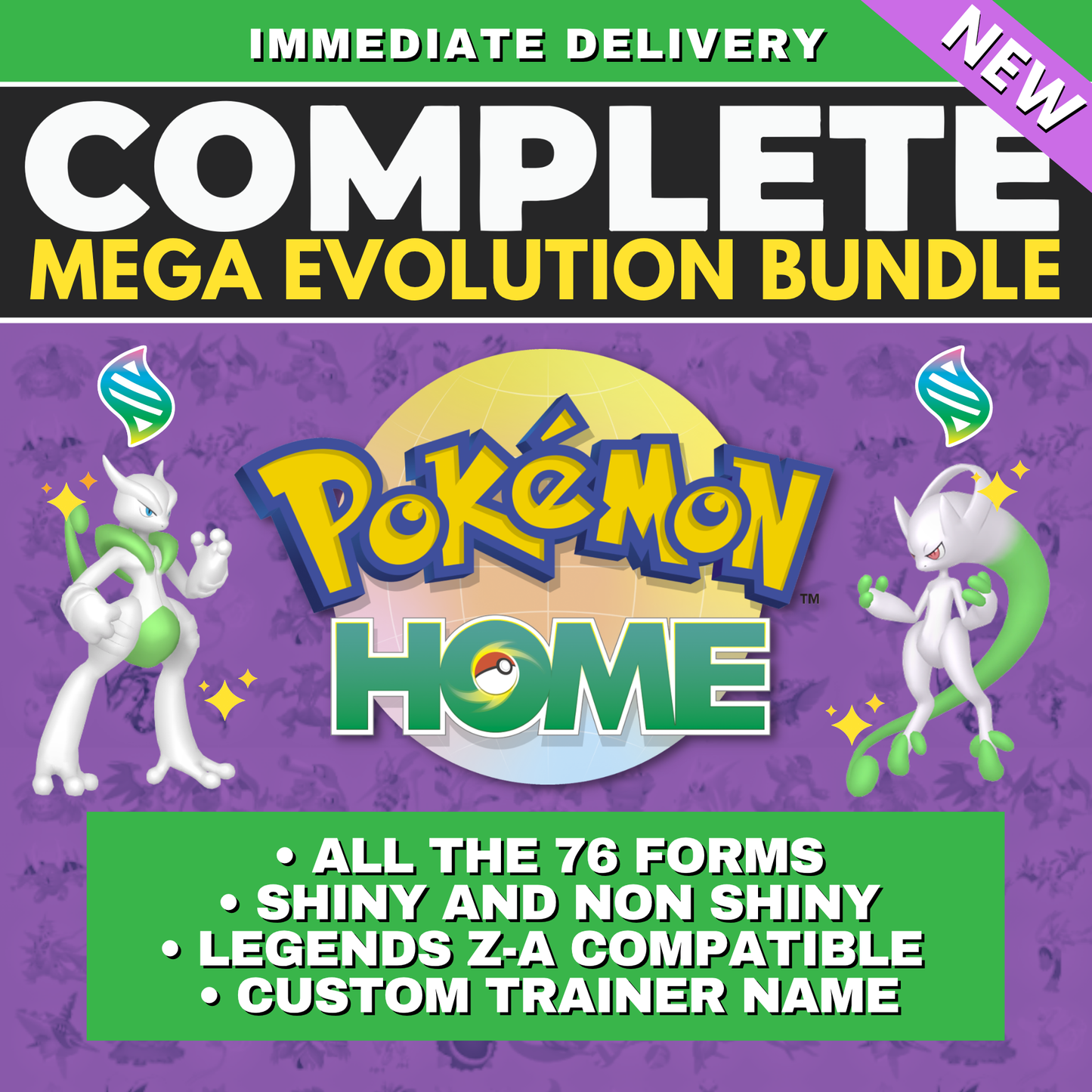 Mega Evolution Bundle Legends Z-A Pokémon HOME Complete Collection Shiny & Non Shiny 6 IV Ranked Battle Ready All Mega Evolved Forms
