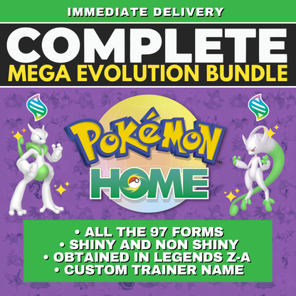 Mega Evolution Bundle Legends Z-A Pokémon HOME Complete Collection Shiny & Non Shiny 6 IV Ranked Battle Ready All Mega Evolved Forms