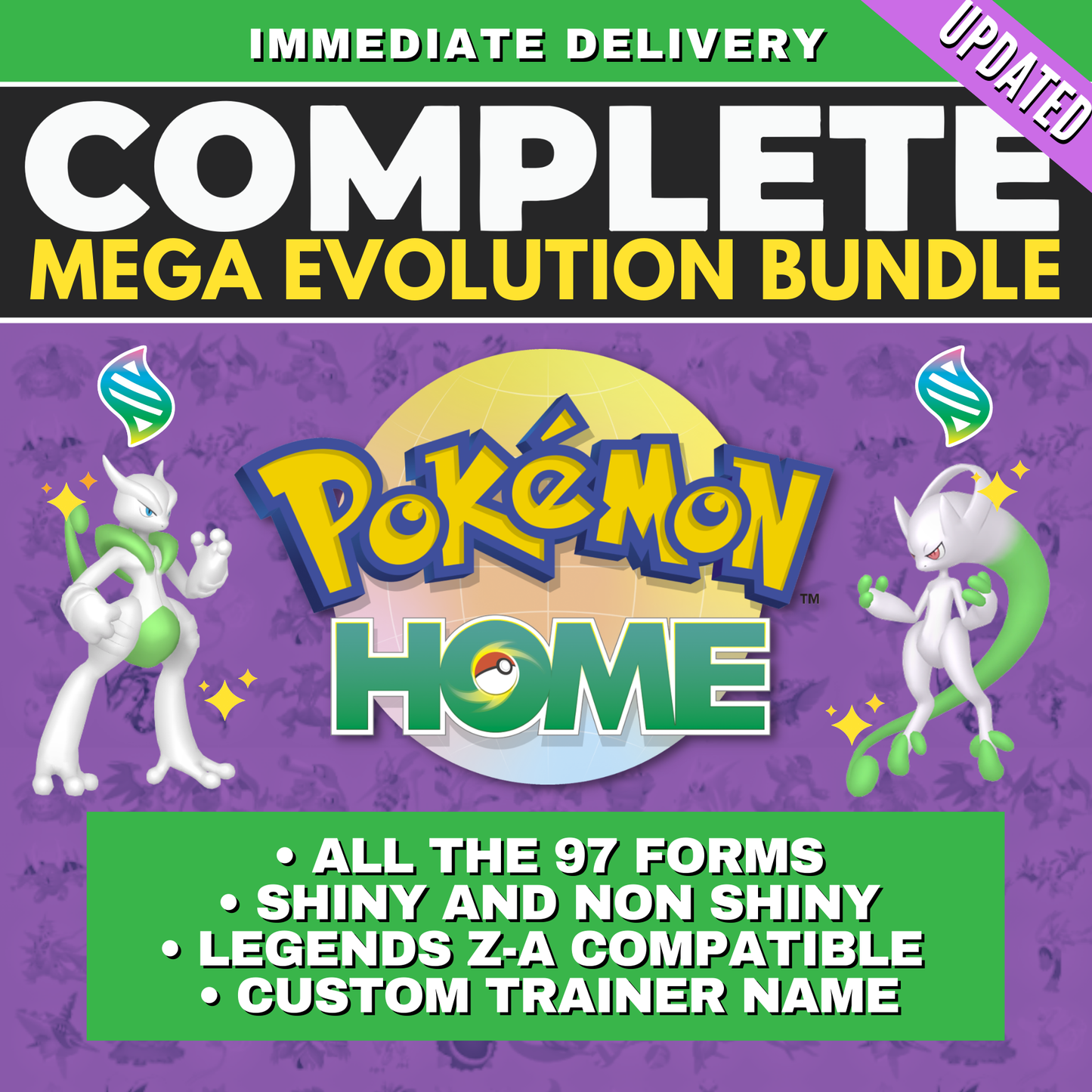 Mega Evolution Bundle Legends Z-A Pokémon HOME Complete Collection Shiny & Non Shiny 6 IV Ranked Battle Ready All Mega Evolved Forms