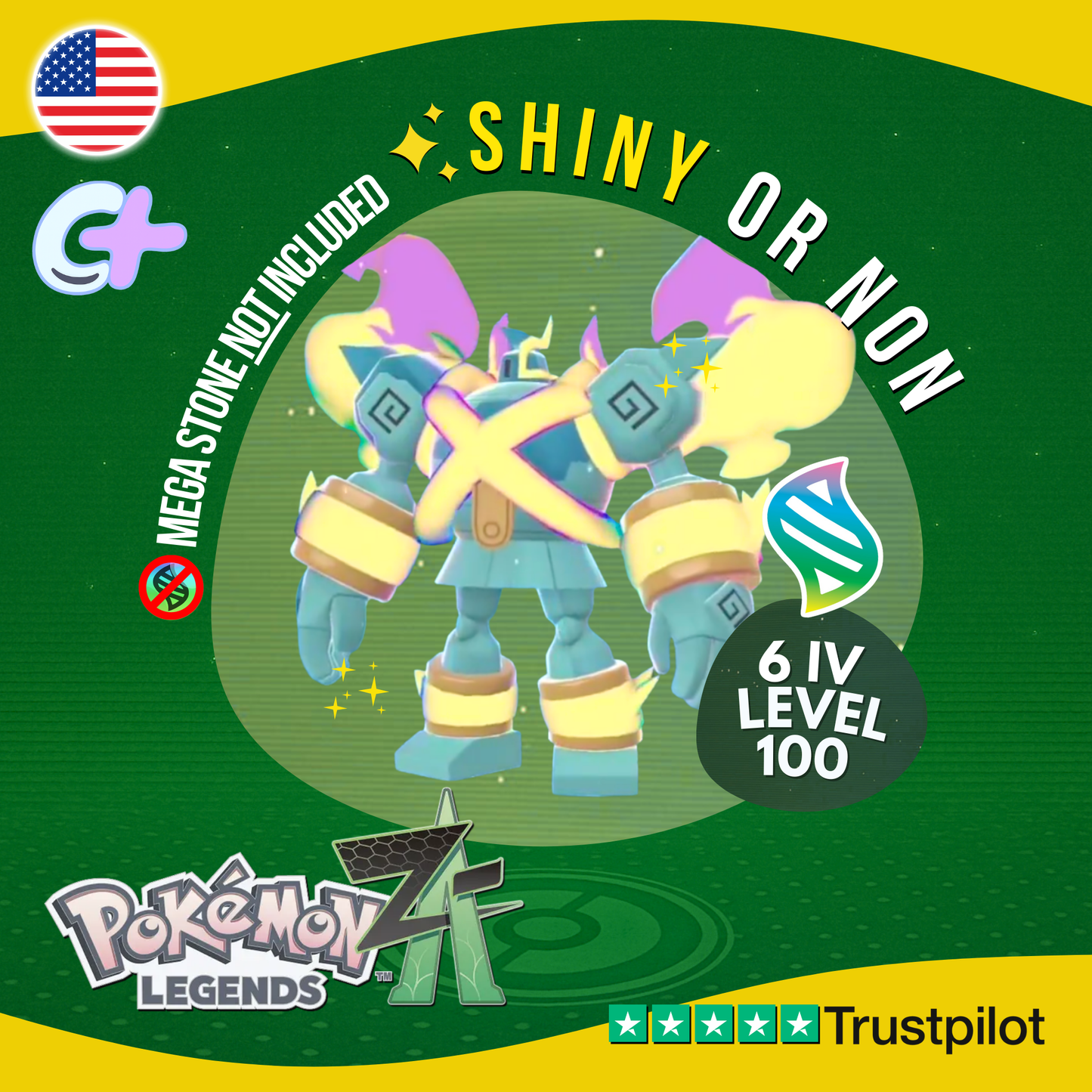 Mega Golurk Shiny or Non ✨ 6 IV Pokémon Legends Z-A Battle Ready ZA Z A