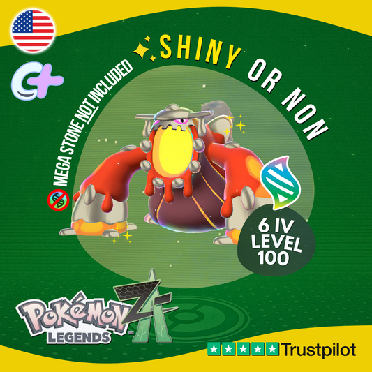 Mega Heatran Shiny or Non Shiny ✨ 6 IV Pokémon Legends Z-A Battle Ready ZA Z A