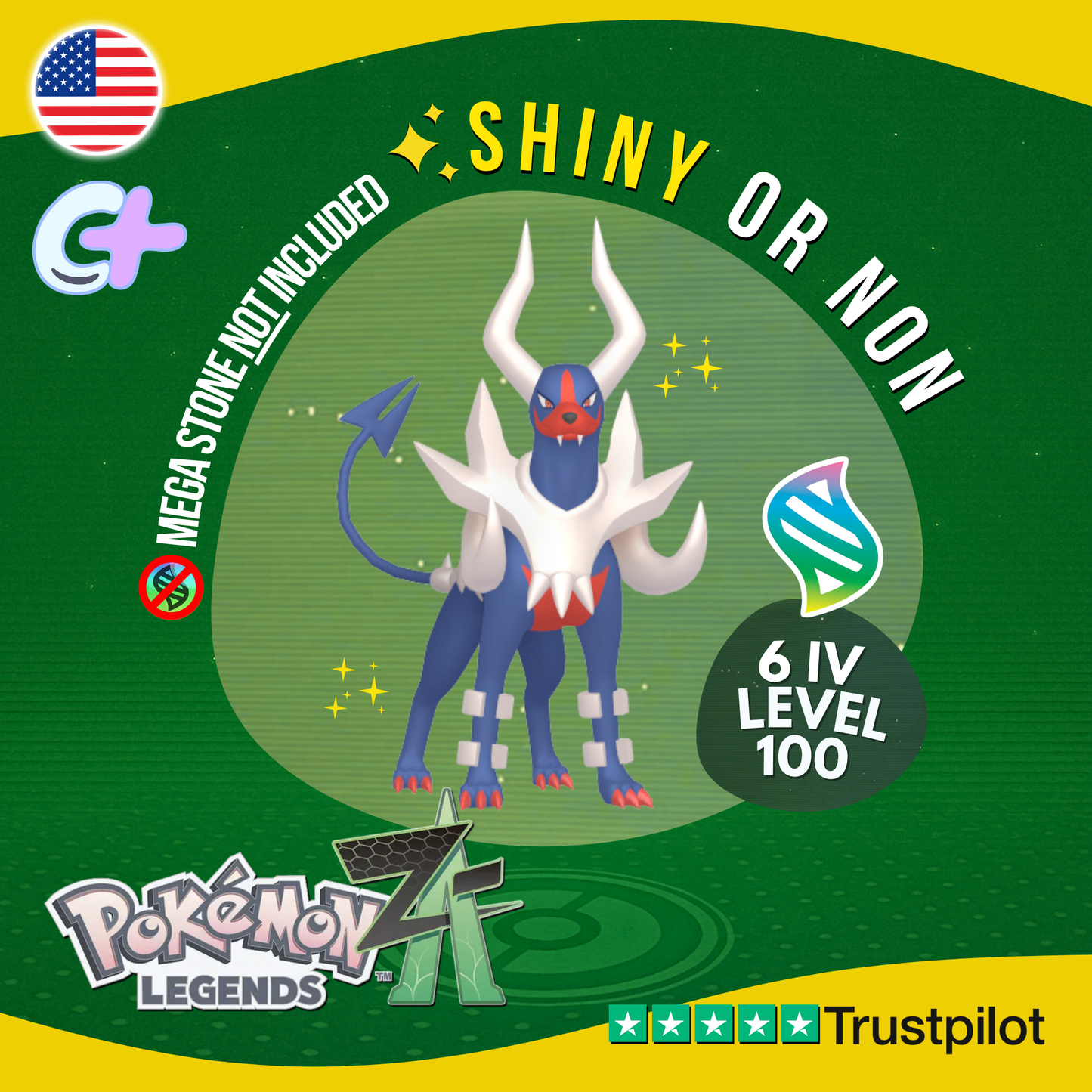 Mega Houndoom Shiny or Non ✨ 6 IV Pokémon Legends Z-A Battle Ready ZA Z A