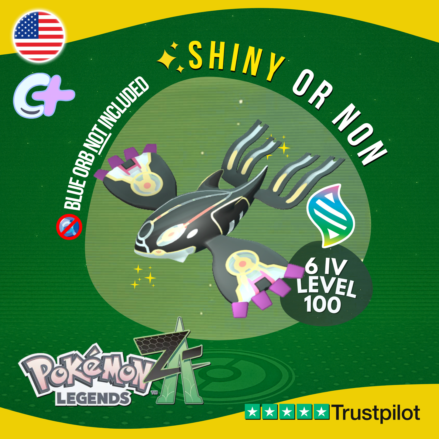Mega Kyogre Shiny or Non Shiny ✨ 6 IV Pokémon Legends Z-A Battle Ready ZA Z A