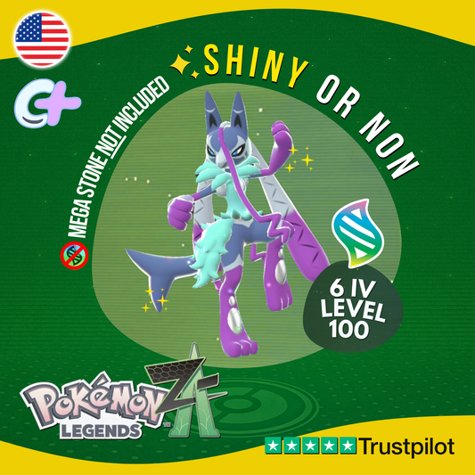 Mega Lucario Z Shiny or Non ✨ 6 IV Pokémon Legends Z-A Battle Ready ZA Z A