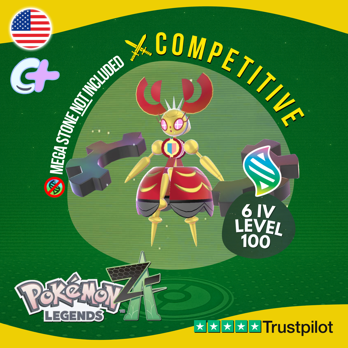 Mega Magearna Non Shiny 6 IV Pokémon Legends Z-A Competitive Customizable ZA