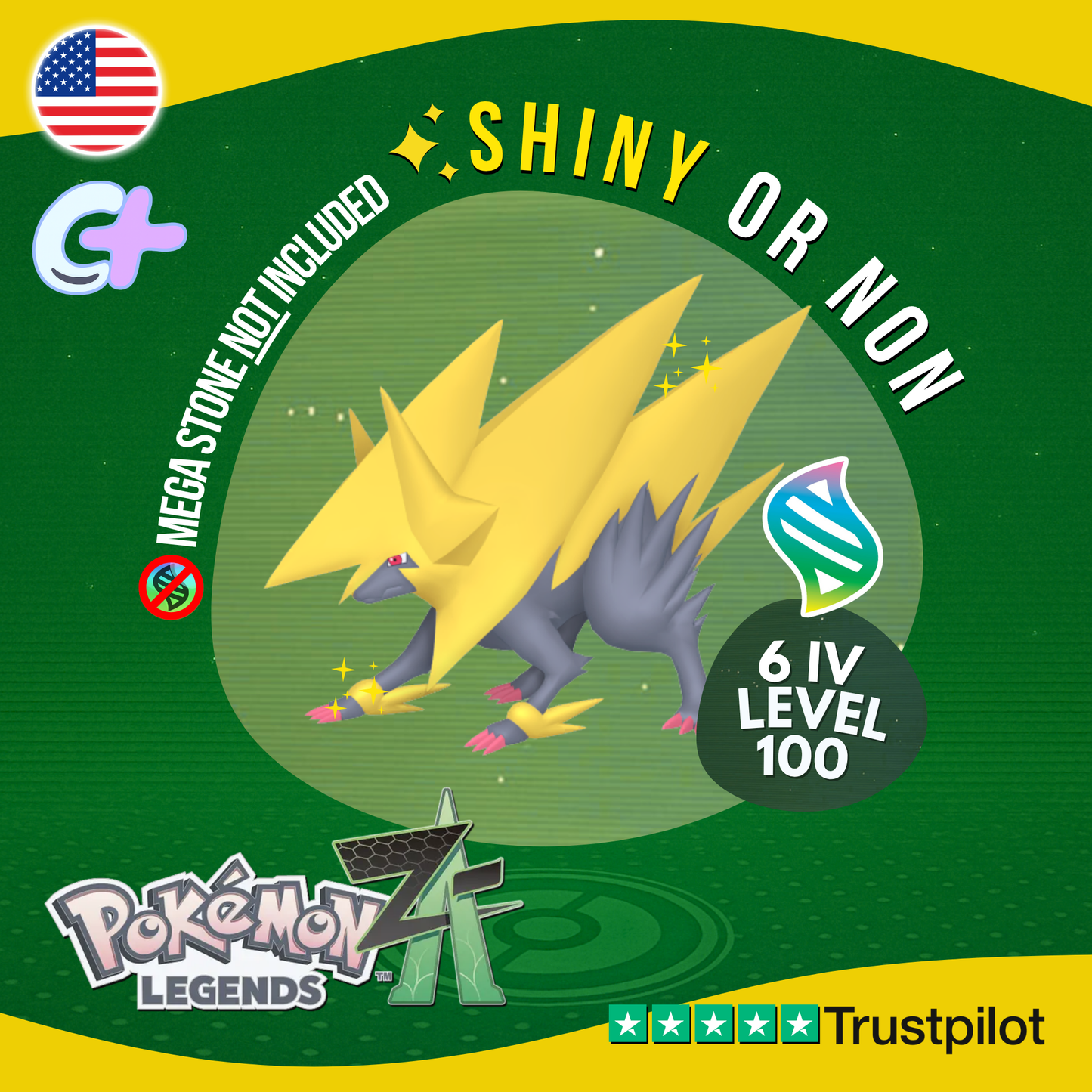 Mega Manectric Shiny or Non ✨ 6 IV Pokémon Legends Z-A Battle Ready ZA Z A