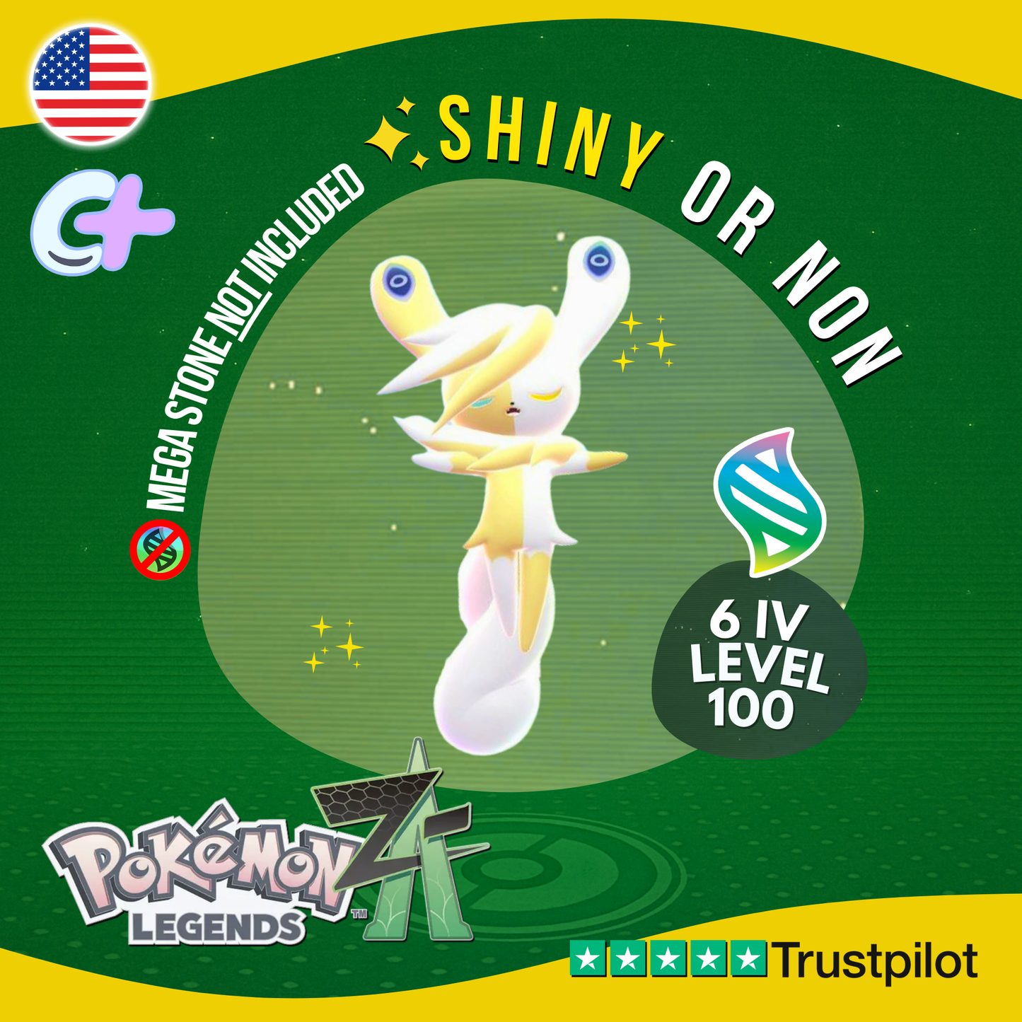 Mega Meowstic Shiny or Non ✨ 6 IV Pokémon Legends Z-A Battle Ready ZA Z A