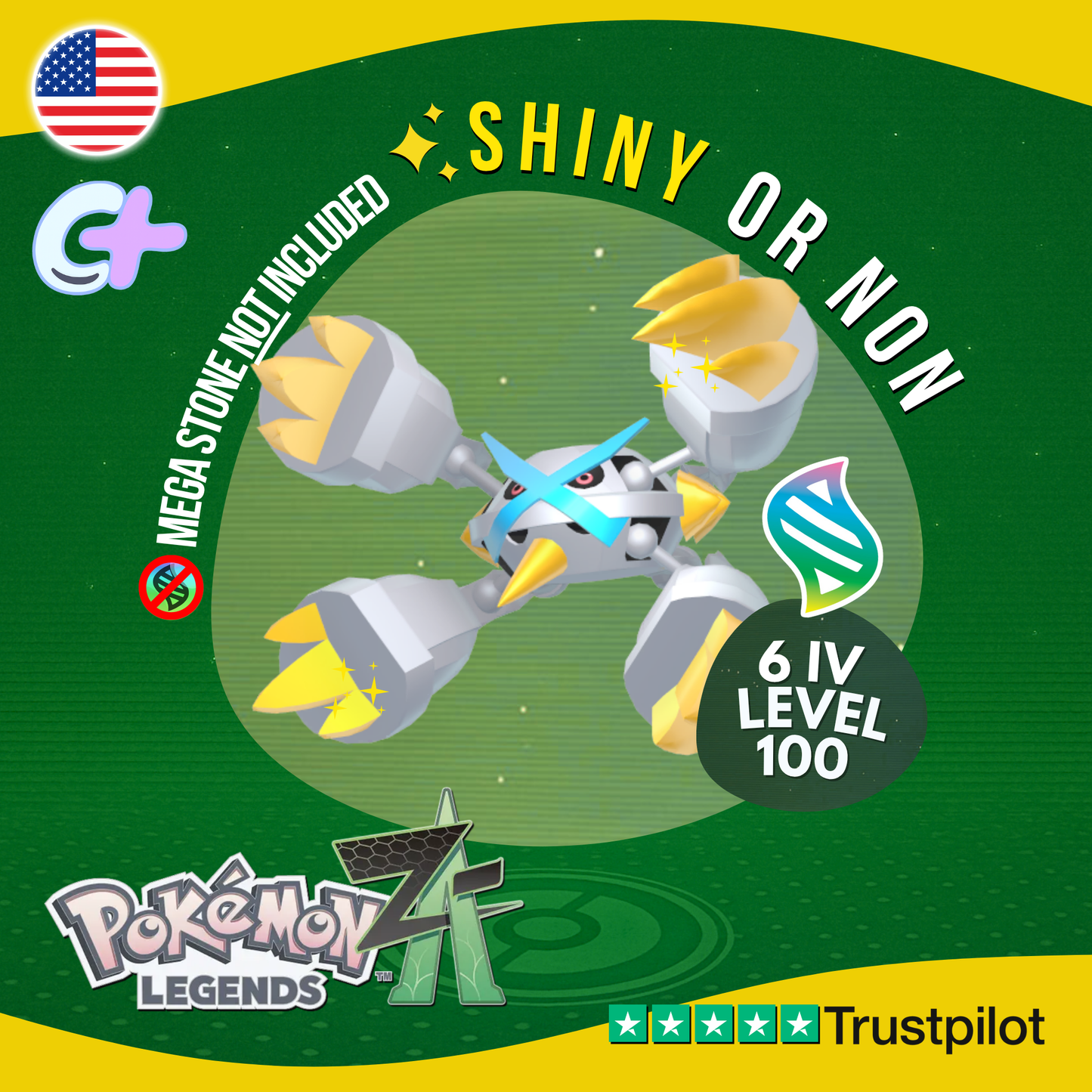 Mega Metagross Shiny or Non ✨ 6 IV Pokémon Legends Z-A Battle Ready ZA Z A