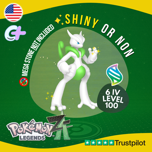 Mega Mewtwo X Shiny or Non Shiny ✨ 6 IV Pokémon Legends Z-A Battle Ready ZA Z A