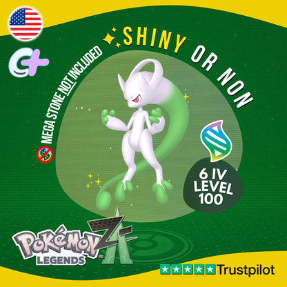 Mega Mewtwo Y Shiny or Non Shiny ✨ 6 IV Pokémon Legends Z-A Battle Ready ZA Z A