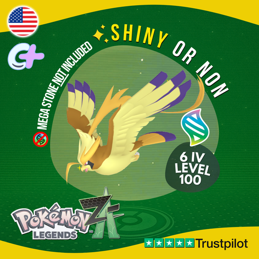 Mega Pidgeot Shiny or Non ✨ 6 IV Pokémon Legends Z-A Battle Ready ZA Z A