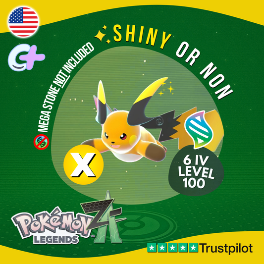 Mega Raichu X Shiny or Non ✨ 6 IV Pokémon Legends Z-A Battle Ready ZA Z A
