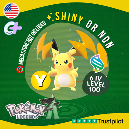 Mega Raichu Y Shiny or Non ✨ 6 IV Pokémon Legends Z-A Battle Ready ZA Z A