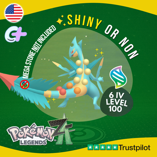 Mega Sceptile Shiny or Non ✨ 6 IV Pokémon Legends Z-A Battle Ready ZA Z A