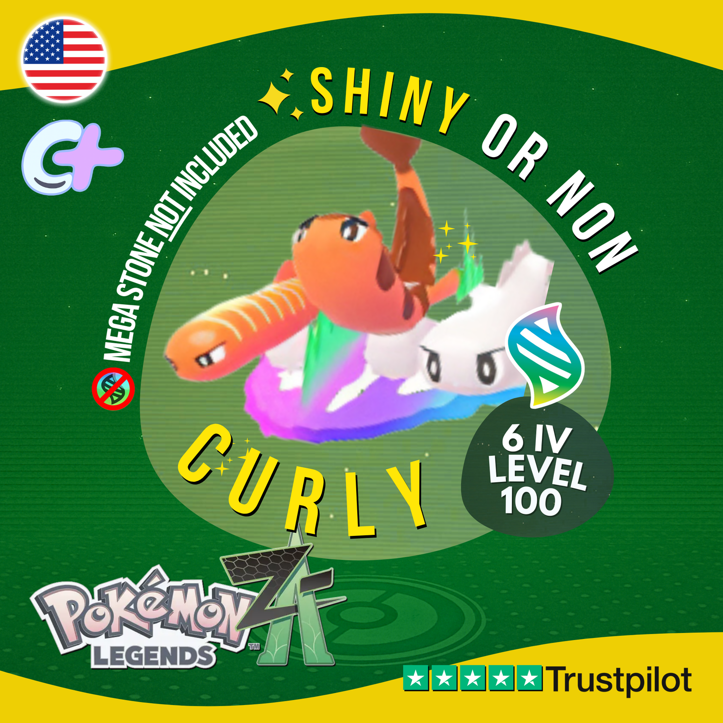 Mega Tatsugiri Curly Shiny or Non ✨ 6 IV Pokémon Legends Z-A Battle Ready ZA Z A