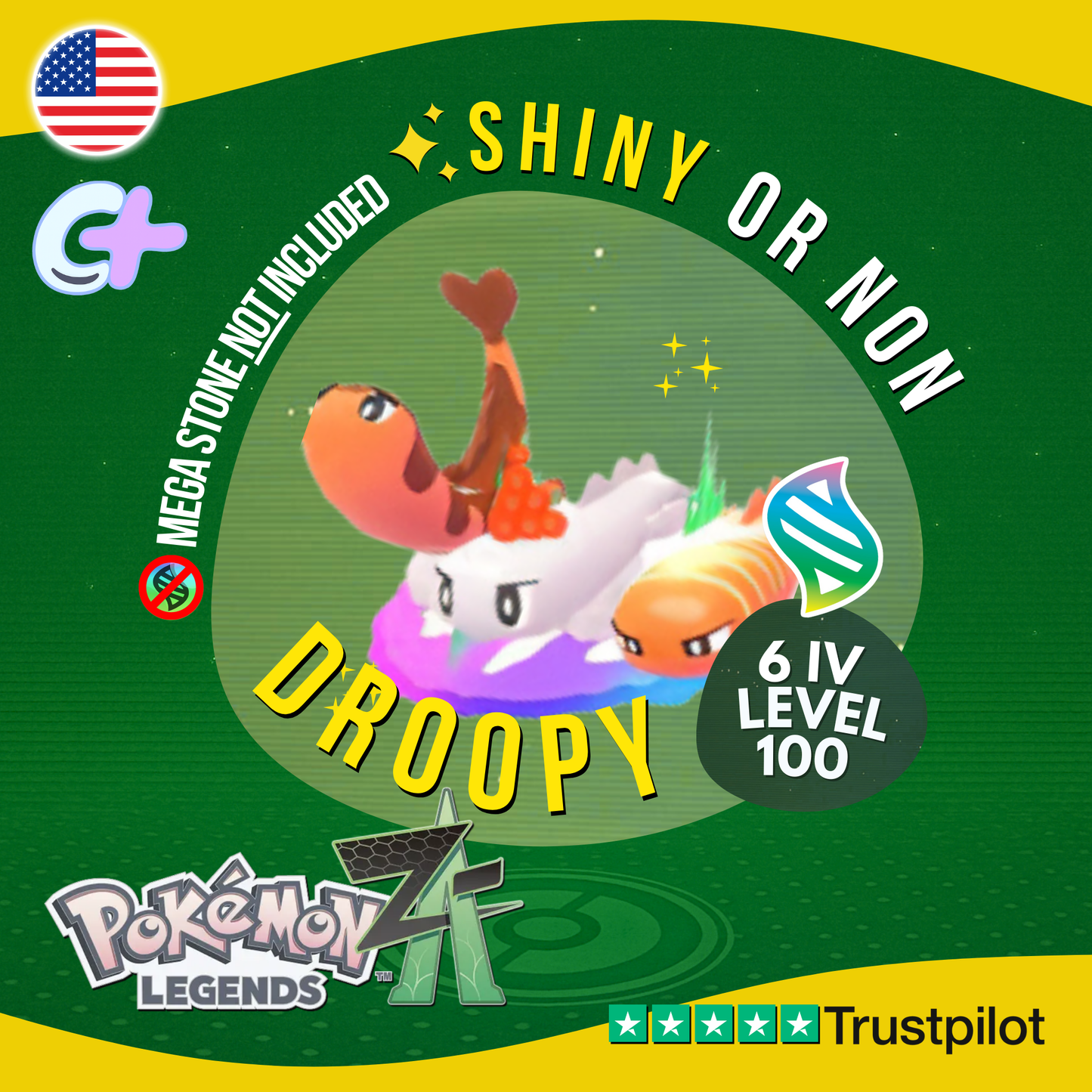 Mega Tatsugiri Droopy Shiny or Non ✨6 IV Pokémon Legends Z-A Battle Ready ZA Z A