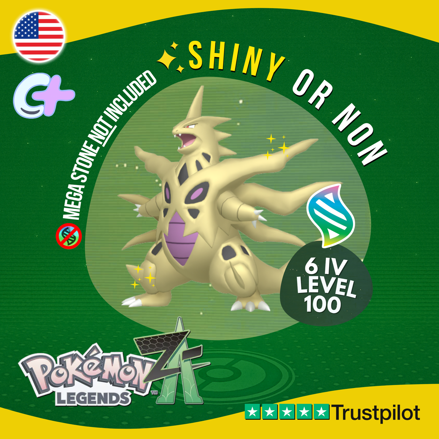Mega Tyranitar Shiny or Non ✨ 6 IV Pokémon Legends Z-A Battle Ready ZA Z A