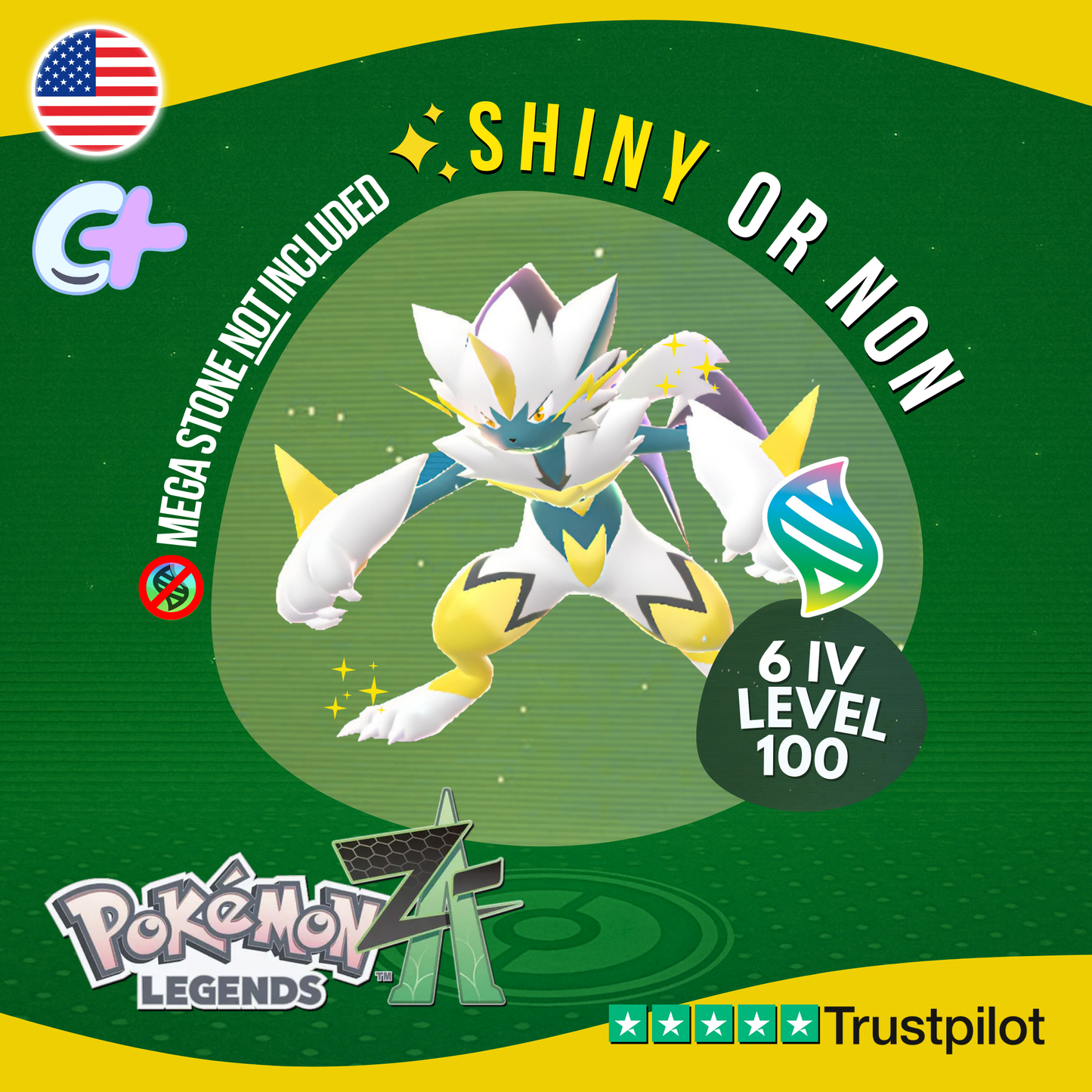 Mega Zeraora Shiny or Non Shiny ✨ 6 IV Pokémon Legends Z-A Battle Ready ZA Z A