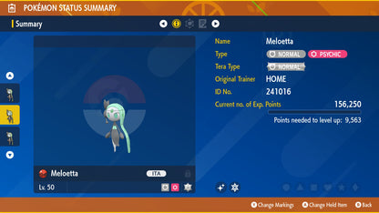 Meloetta Shiny Untouched IV October Home Event Untouched Pokémon Scarlet Violet Shiny by Shiny Living Dex | Shiny Living Dex