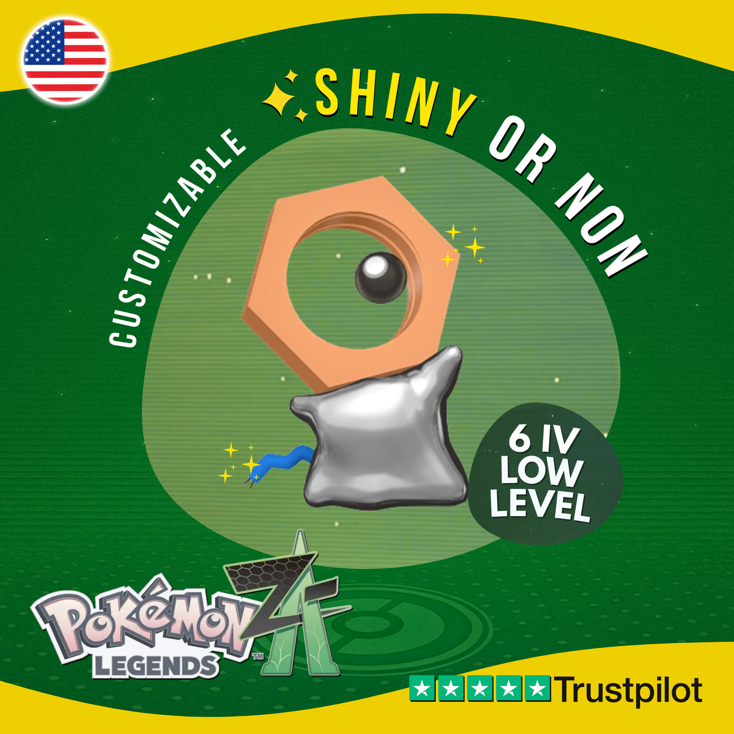 Meltan Shiny or Non ✨ 6 IV Pokémon Legends Z-A Competitive Customizable ZA Z A
