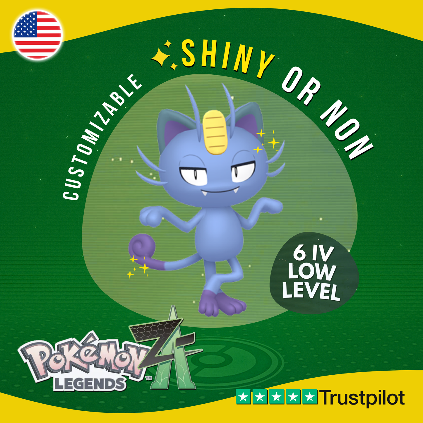 Meowth Alola Alolan Shiny or Non ✨ 6 IV Pokémon Legends Z-A Customizable ZA Z A