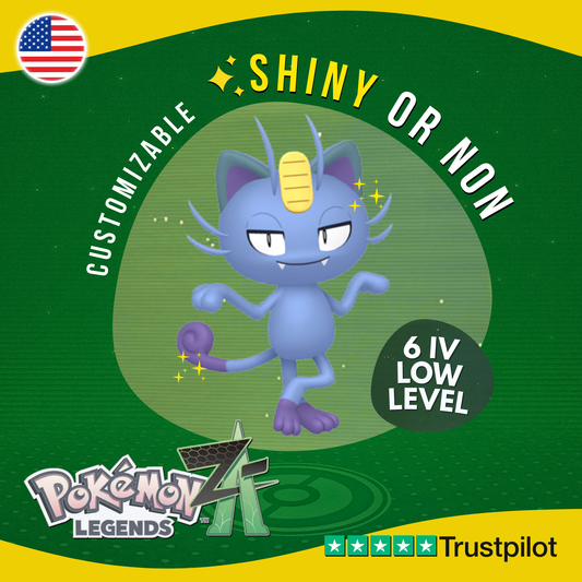 Meowth Alola Alolan Shiny or Non ✨ 6 IV Pokémon Legends Z-A Customizable ZA Z A