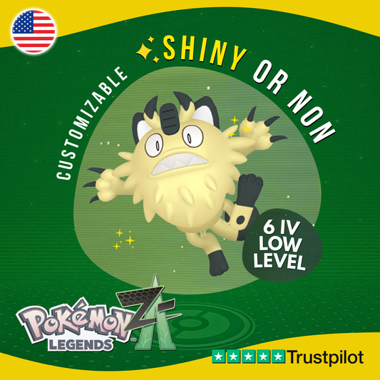 Meowth Galar Galarian Shiny or Non ✨6 IV Pokémon Legends Z-A Customizable ZA Z A