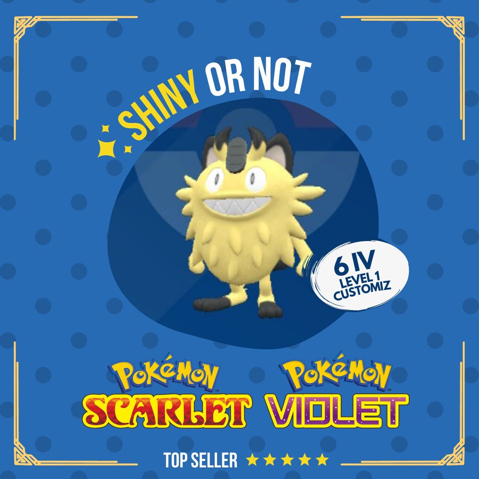 Meowth Galar Shiny or Non ✨ 6 IV Customizable Nature OT Pokémon Scarlet Violet by Shiny Living Dex | Shiny Living Dex